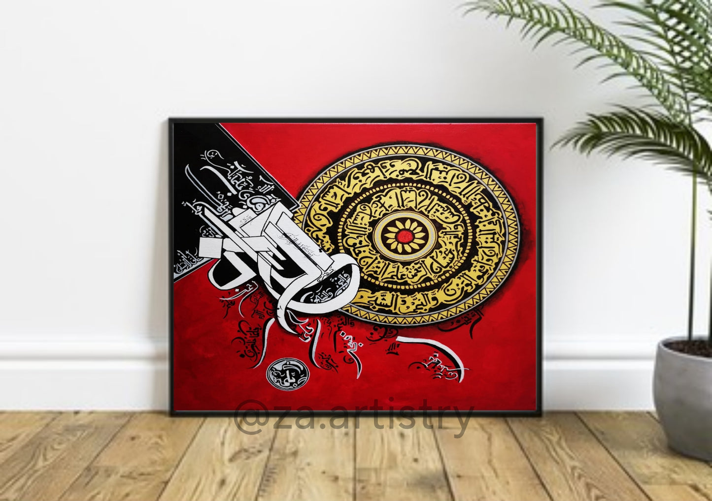 BQ inspired Red Surah Rehman - Handmade Painting by ZA Artistry
