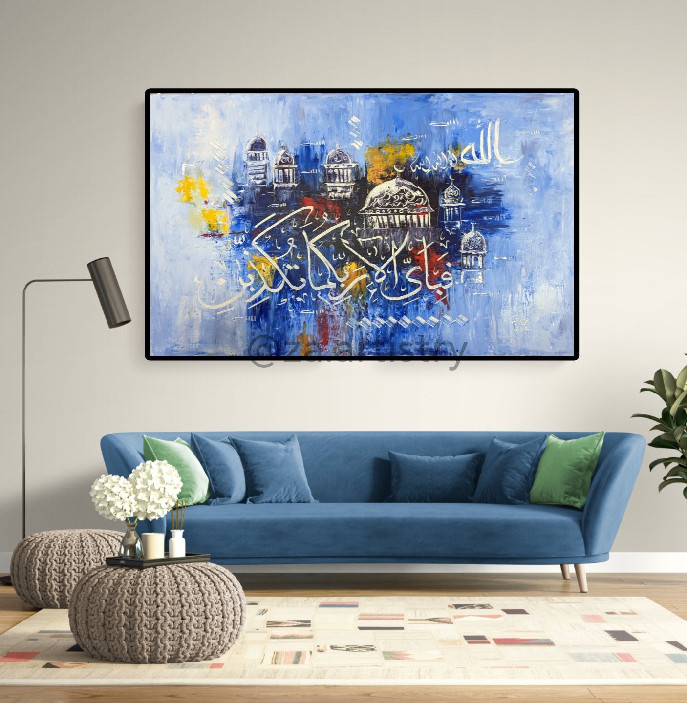 Fabi ayyi ala Nafeesi style (Blue) - Handmade Painting by ZA Artistry