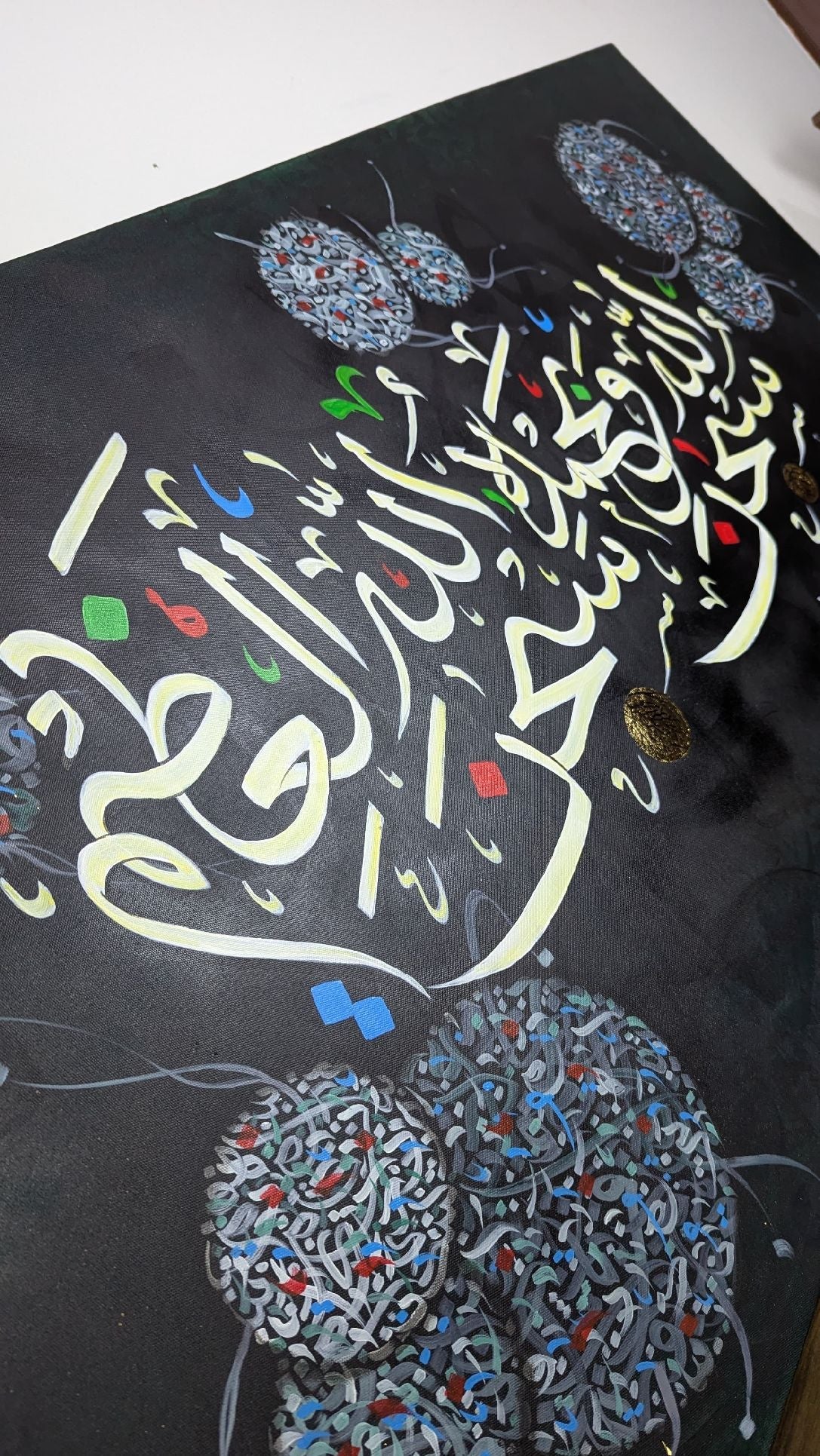 Subhanallhi wa-bihamdihi (Grey, Black) - Textured Detail of the Painting