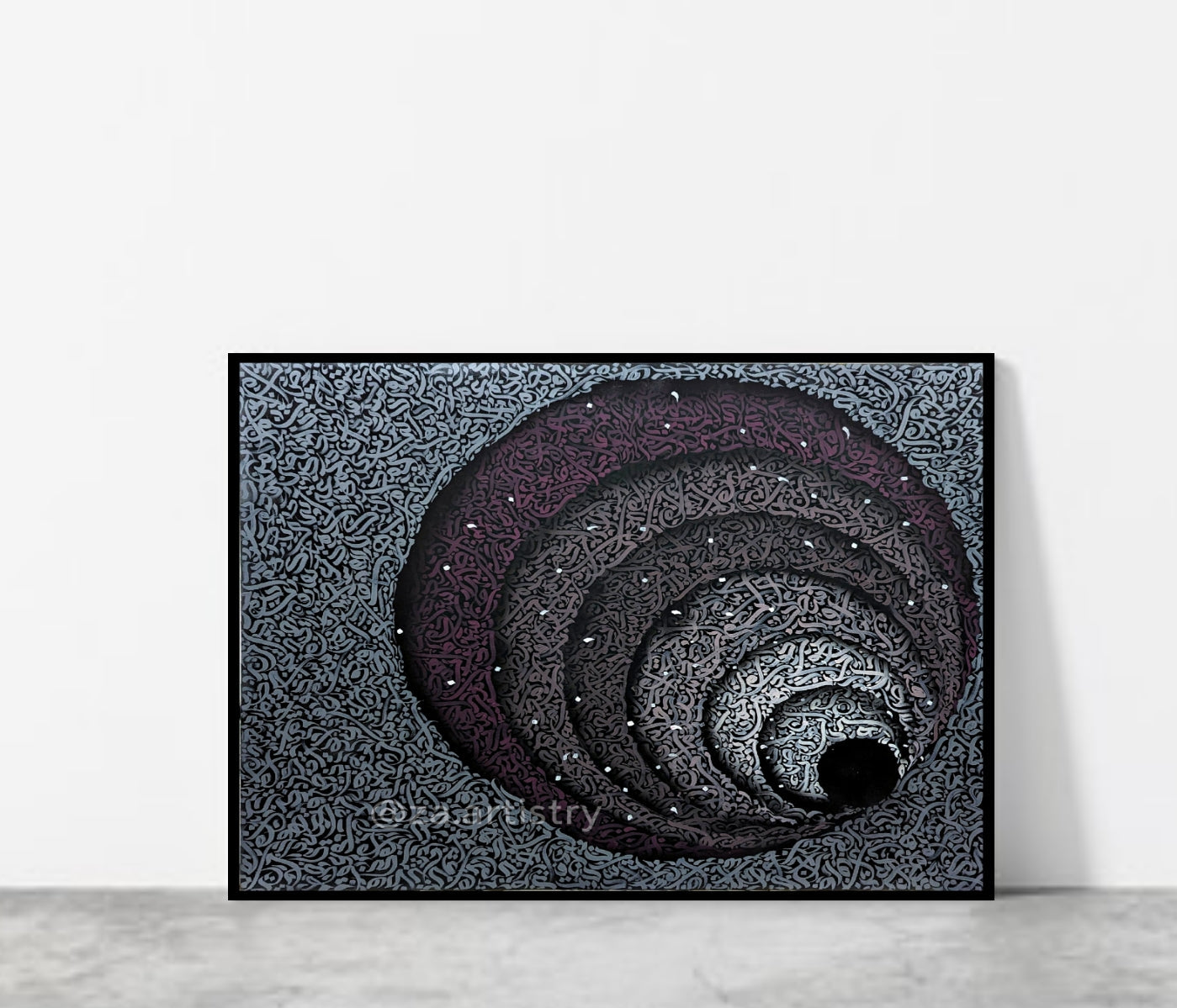 3D Grey purple calligraphy - Handmade Painting by ZA Artistry