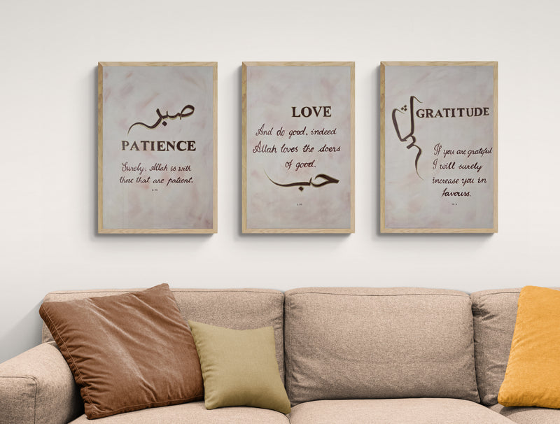 Virtues of Faith - Patience, Love, & Gratitude - Handmade Painting by ZA Artistry