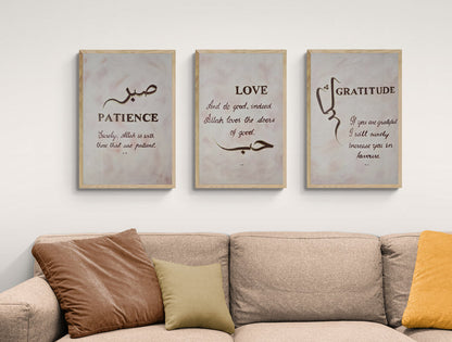 Virtues of Faith - Patience, Love, & Gratitude - Handmade Painting by ZA Artistry